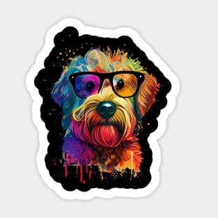 Colourful Cool Golden Doodle Dog with Sunglasses Sticker